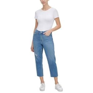 Calvin Klein Womens Jeans Cropped High Rise Straight Leg Jeans Size 25